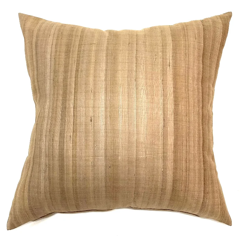 Tan Rustic Stripe 100% Pure Linen Throw Pillow Cover 22x22