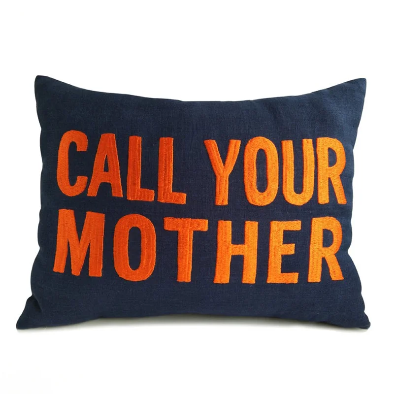 Call Your Mother Pillow Cover, Linen Pillow Case For The Dorm