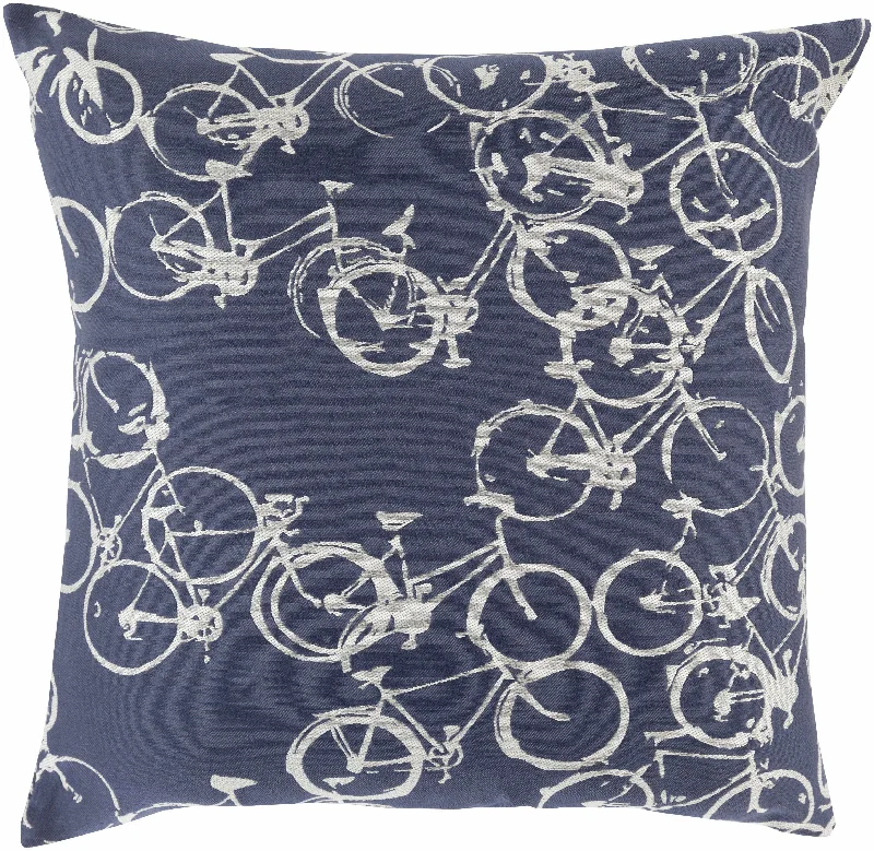 Burneside Navy Bicycle Print Throw Pillow - Clearance