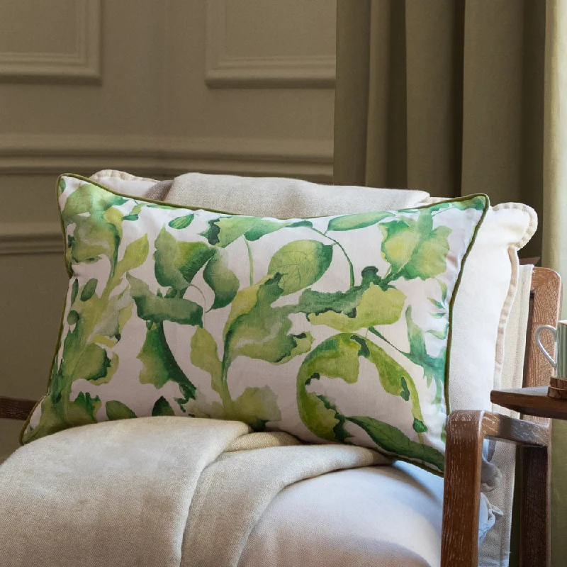 Claudia Printed Piped Cushion Green