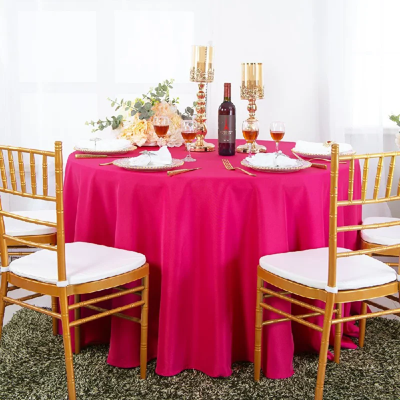 120" Seamless Round Polyester (220 GSM) Tablecloth - Fuchsia (1pc)