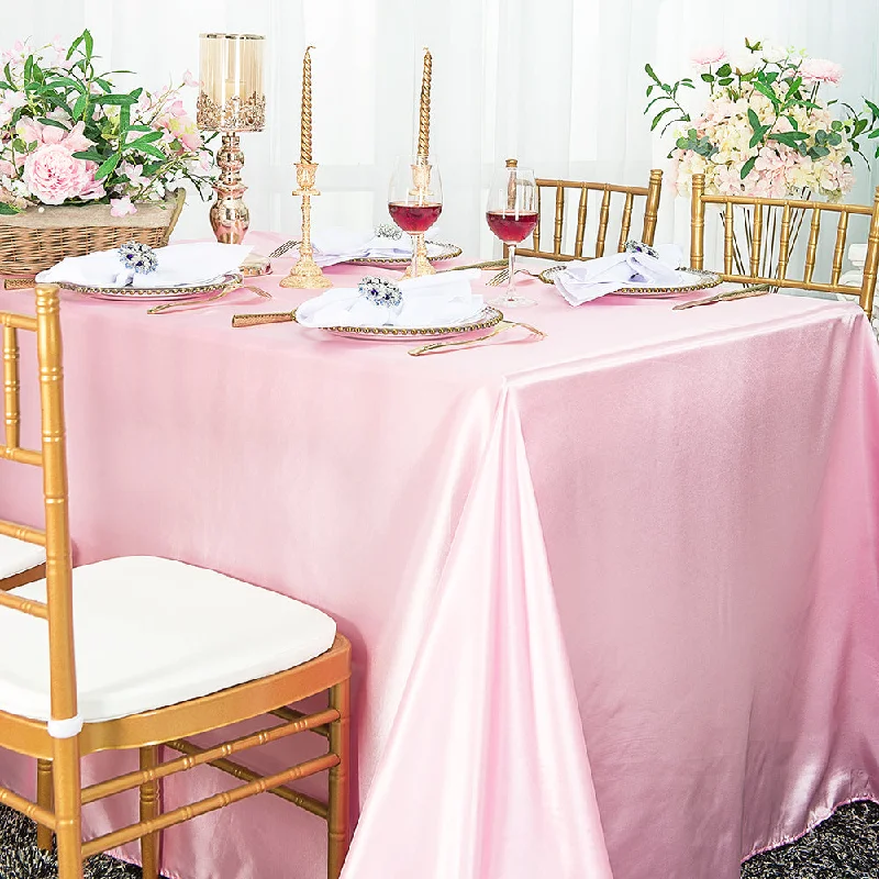 90"x156" Seamless Rectangular Satin Tablecloth - Pink (1pc)