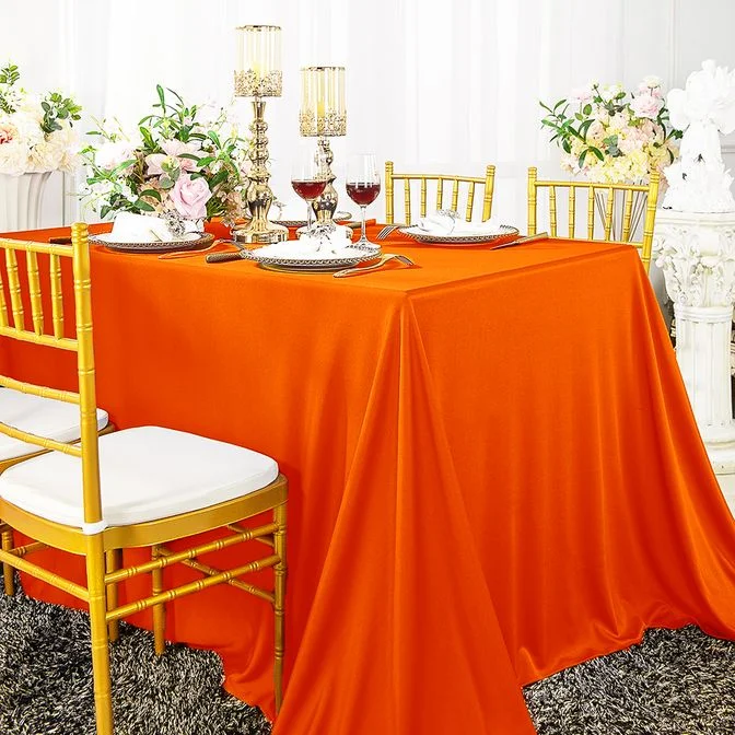 90"x132" Seamless Rectangular Scuba (Wrinkle-Free) (240 GSM) Tablecloth - Orange (1pc)