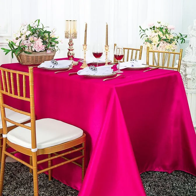 90"x132" Seamless Rectangular Satin Tablecloth - Fuchsia (1pc)