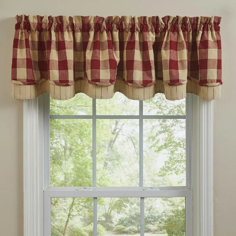 Wicklow Check Valance - Lined Layered Garnet Park Designs