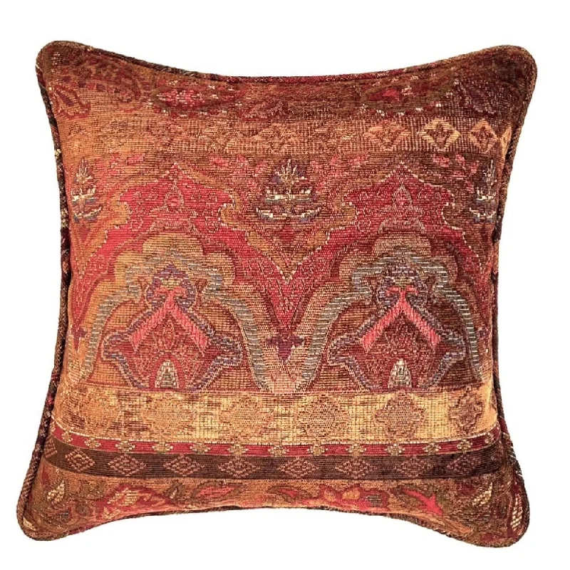 Mocha Traditional Damask Throw Pillow Cover 18x18