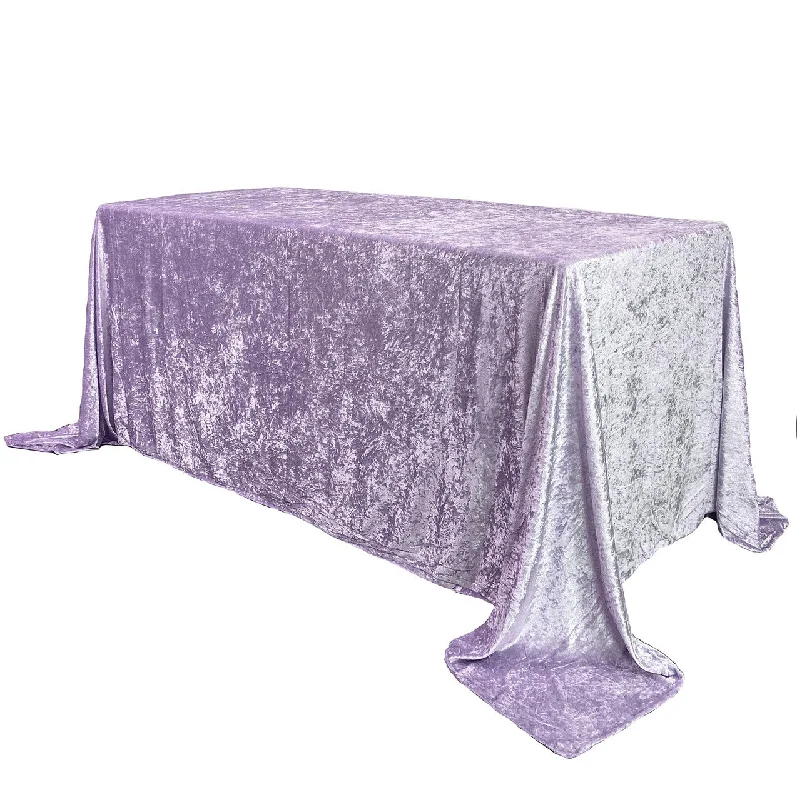 90 x 156 Inch Rectangular Crushed Velvet Tablecloth Lavender