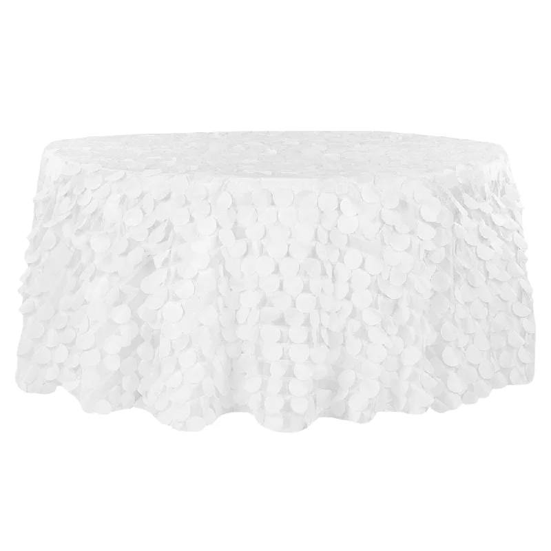 Petal Circle Taffeta 132" Round Tablecloth - White