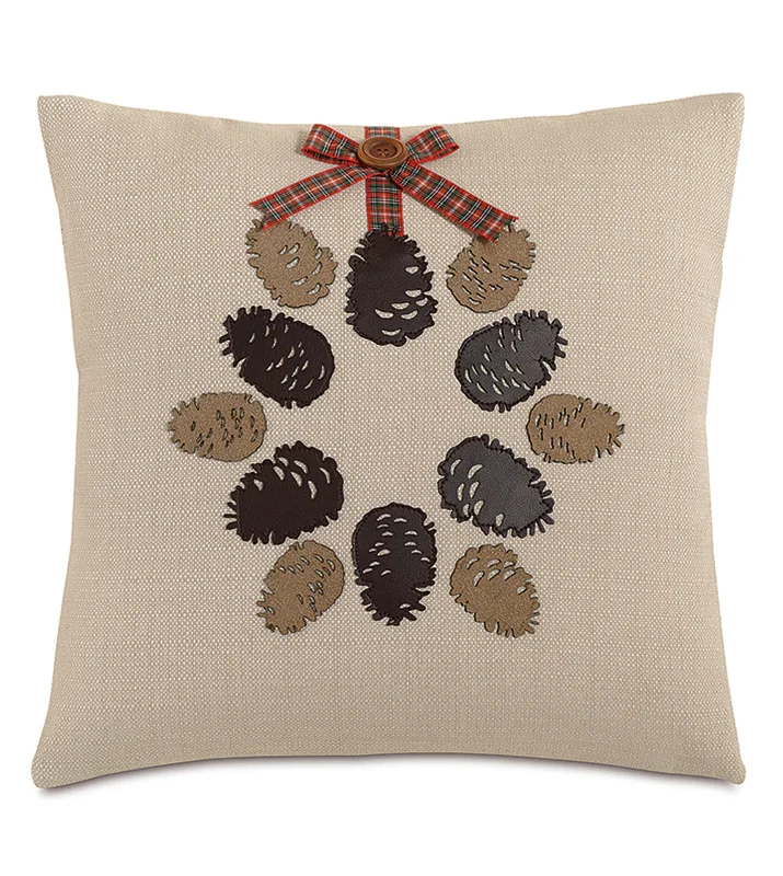 Conifer Cone Throw Pillow Cover 18x18