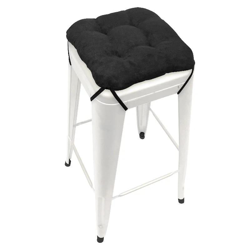 Micro-suede Black Square Industrial Bar Stool Cushion - 12"