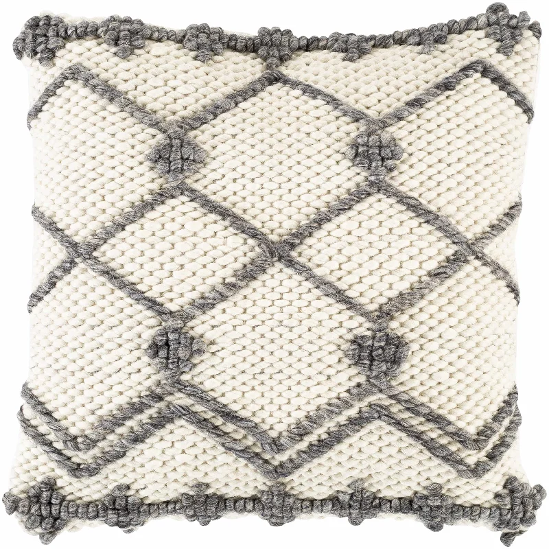 Huttig Cream Textured Diamond Accent Pillow - Clearance