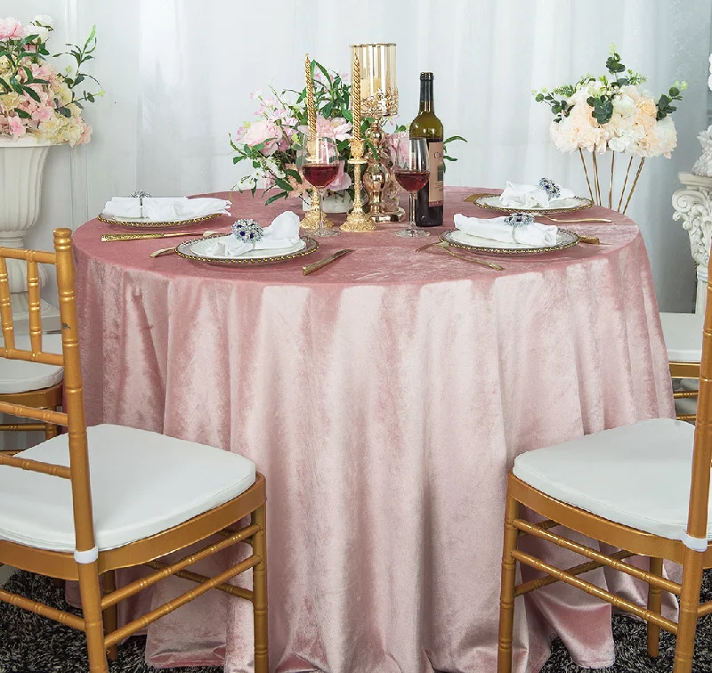 108" Round Seamless Italian Velvet Tablecloth - Blush Pink/Rose Gold (1pc)