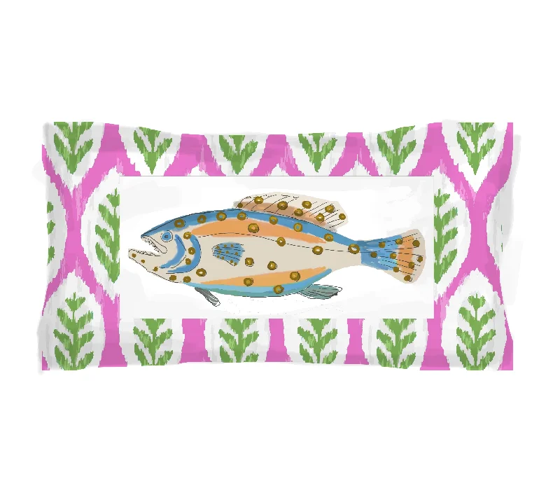 Dana Gibson Fish Plaque Lumbar in Pink