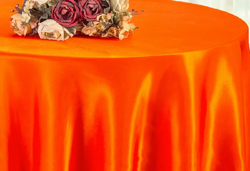 132" Round Heavy Duty Satin Tablecloth - Orange (1pc)