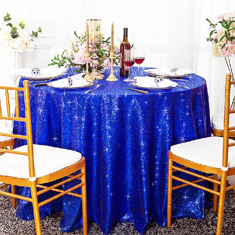 120" Seamless Round Sequin Taffeta Tablecloth - Royal Blue (1pc)