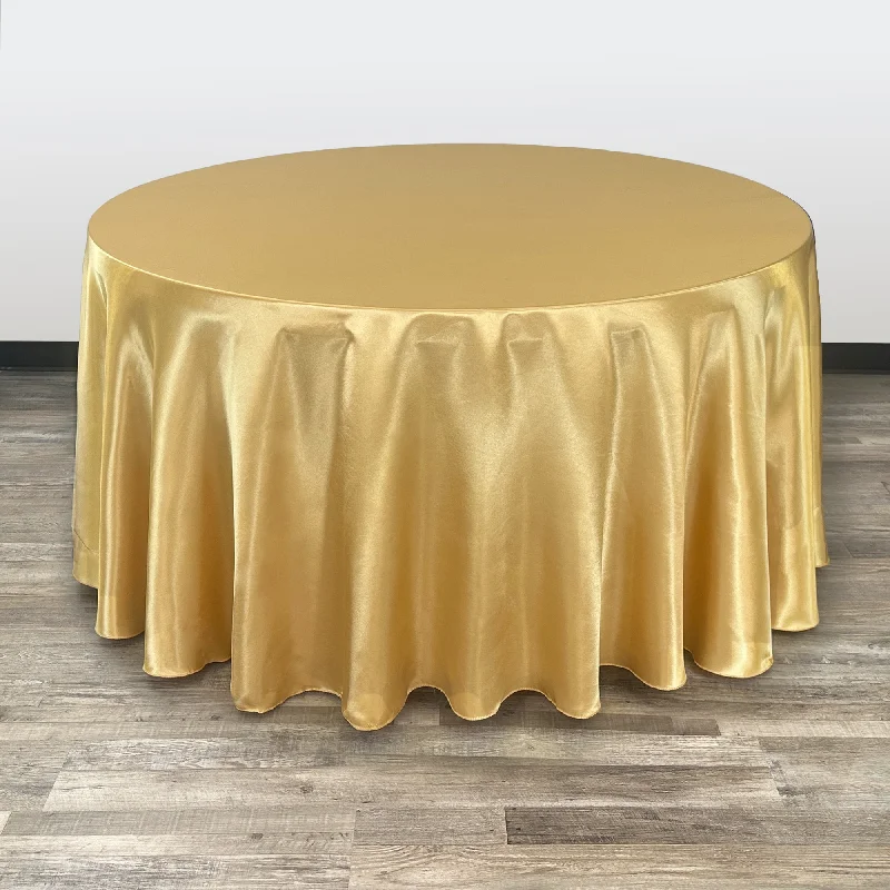 120 inch Satin Round Tablecloth Gold