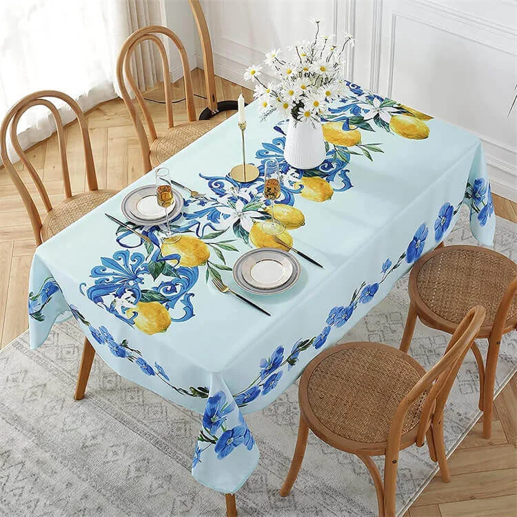 Lemon Tablecloth Wholesale, Wrinkle Resistant Summer Table Cover