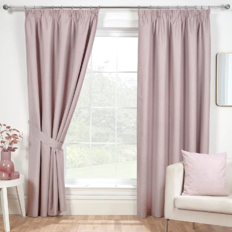 Eclipse Rose Pink Pencil Pleat Blackout Thermal Curtains