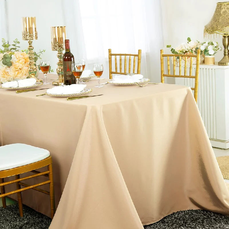 90"x132" Seamless Rectangular Polyester (220 GSM) Tablecloth - Champagne (1pc)