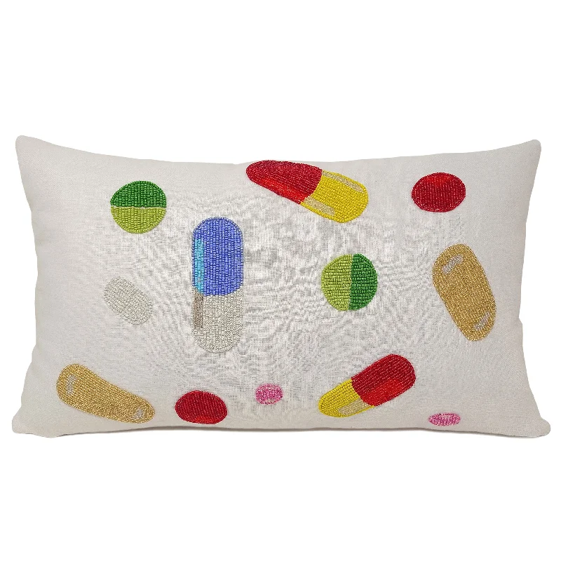 Dancing Pills Retro Throw Pillow Cover