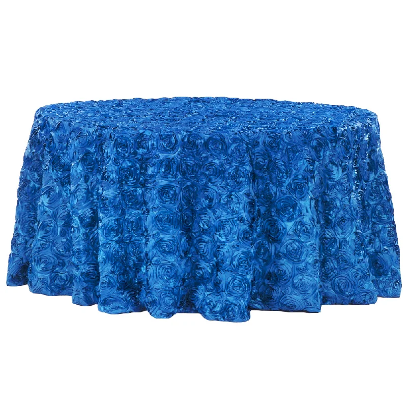 Wedding Rosette SATIN 120" Round Tablecloth - Royal Blue