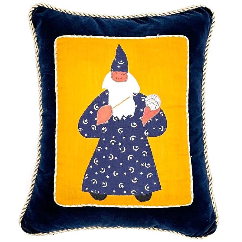 Novelty Navy Blue/Yellow Velvet  Pillow Cover 15x18