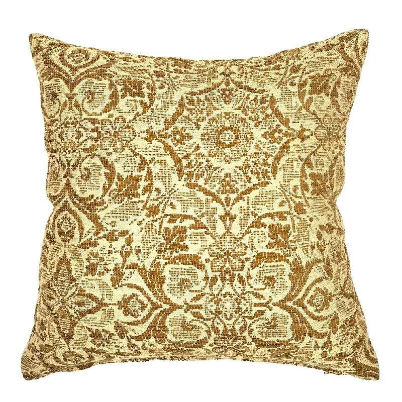 Gold Traditional Damask Throw Pillow Cover 18x18