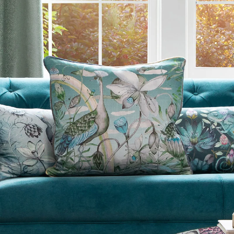 Luan Printed Feather Cushion Emerald