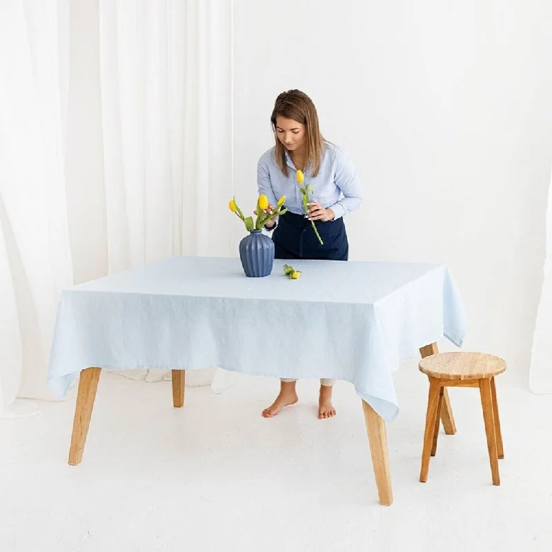 Sky Blue Linen Tablecloth