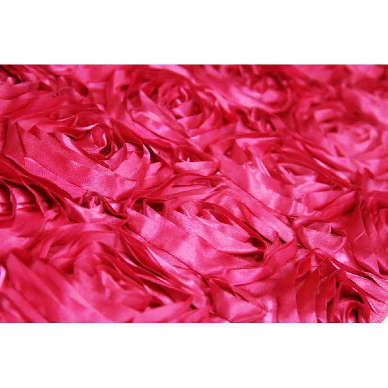 Wedding Rosette Satin 90"x156" rectangular Tablecloth - Fuchsia