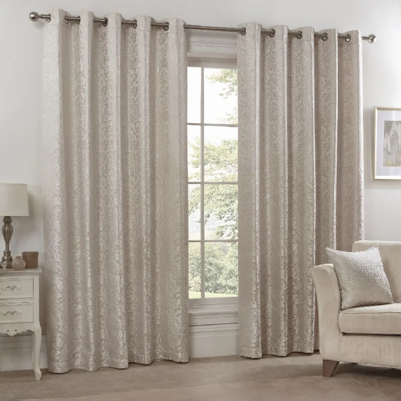 Eden Cream Lined Eyelet Jacquard Curtains