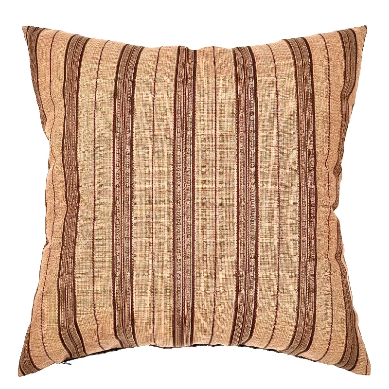 Brown Farmhouse Stripe Throw Pillow Cover 22x22