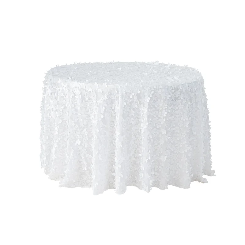 Flower Petal Taffeta Round 115" Tablecloth - White