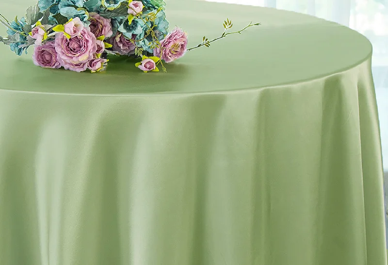 132" Round Heavy Duty Satin Tablecloth - Sage Green (1pc)