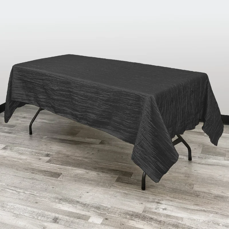 60 x 102 Inch Rectangular Crinkle Taffeta Tablecloth Black