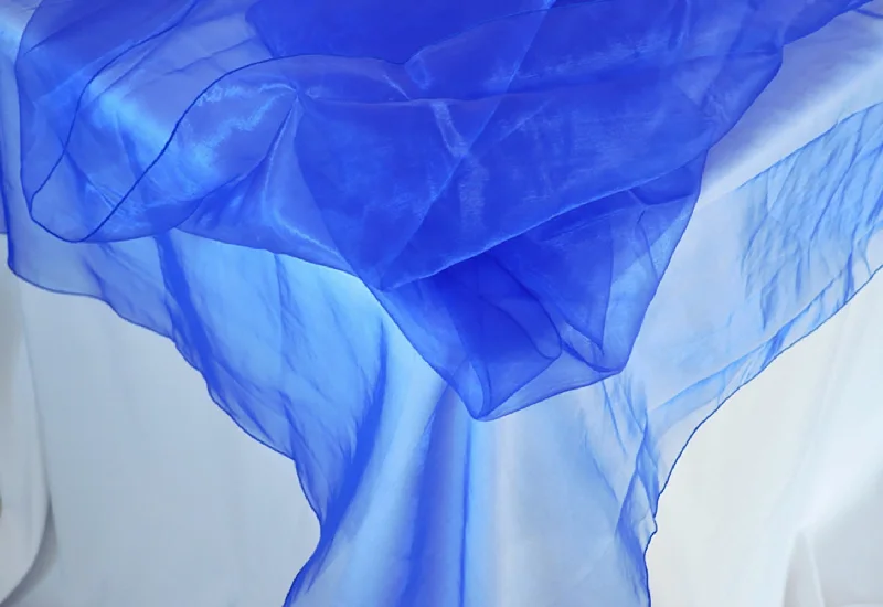 90" Seamless Round Organza Tablecloth/Table Overlay Topper - Royal Blue (1pc)