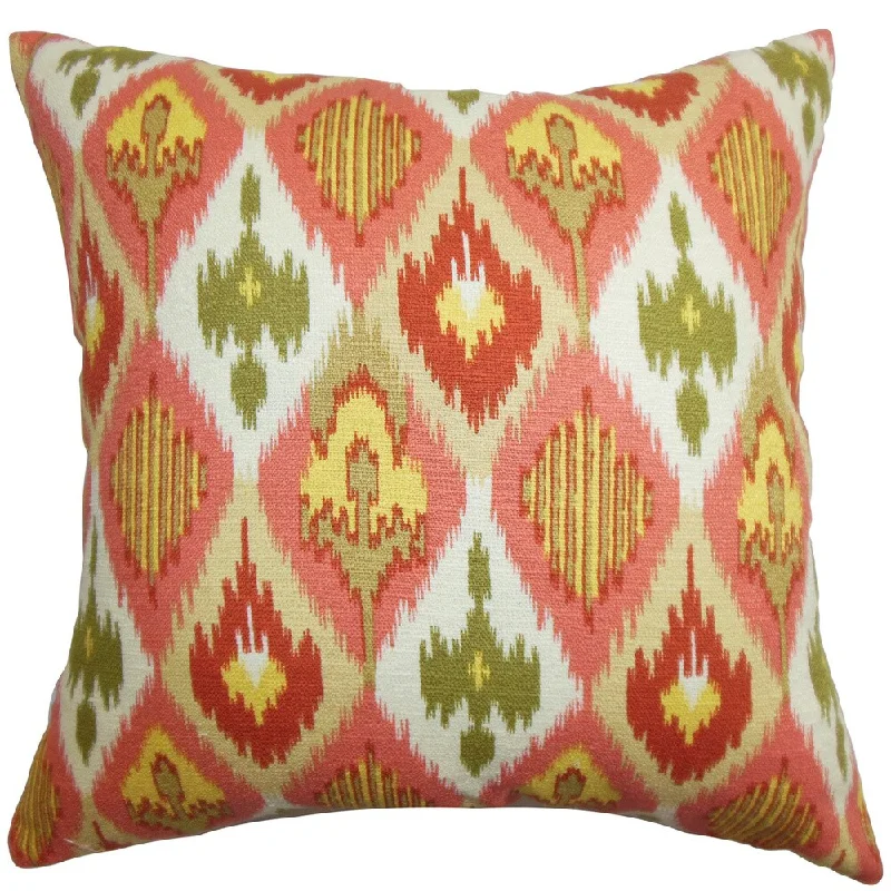 Bechet Ikat Euro Sham Pink Yellow