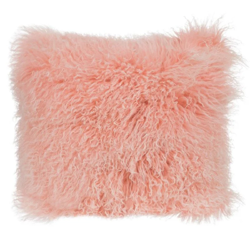 Double Dipped Mongolian Fur Pink Pillow