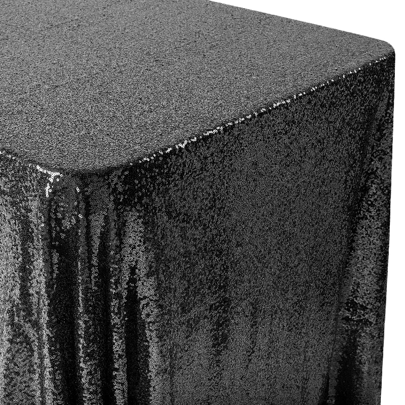 Glitz Sequin Mesh Net Tablecloth  90"x156" Rectangular -  Black