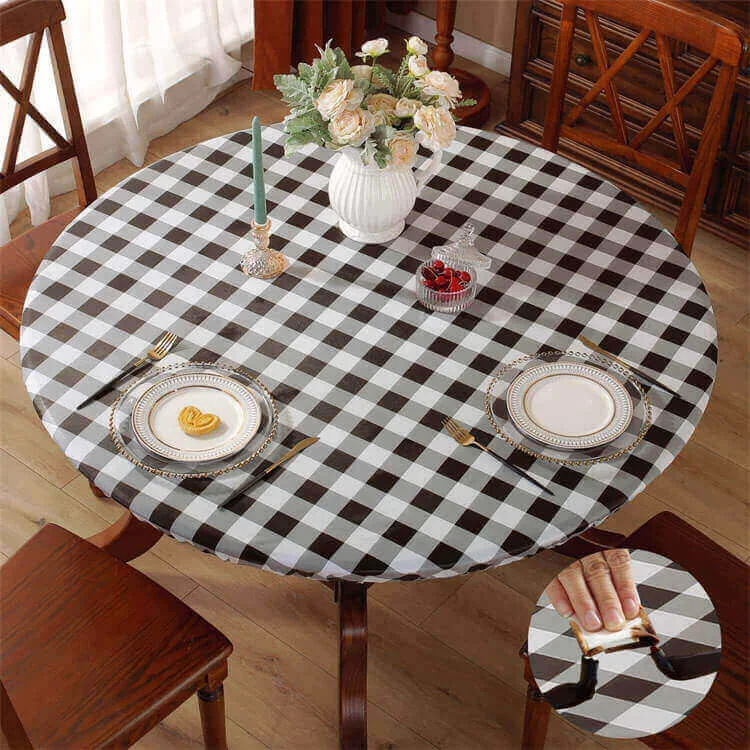 Round Elastic Tablecloth With Flannel Backing