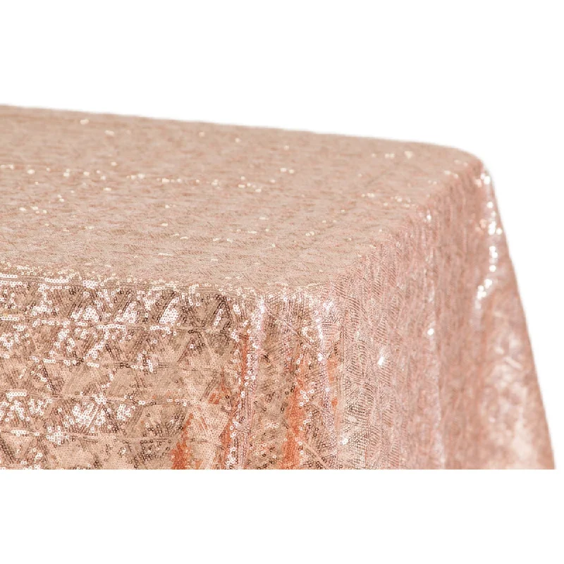 Diamond Glitz Sequin Rectangular Tablecloth 90"x132" - Blush/Rose Gold