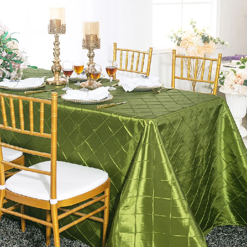 90"x156" Seamless Rectangular Pintuck Taffeta Tablecloth - Moss Green (1pc)