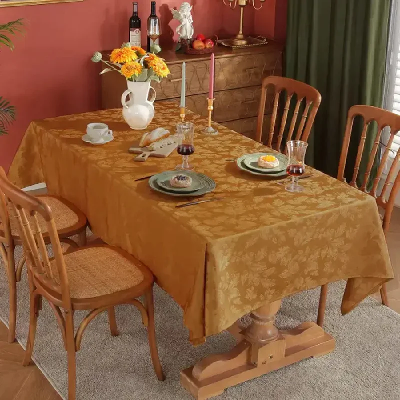 Maple Leaves Fall Tablecloth, Jacquard Rectangle Autumn Table Cloth