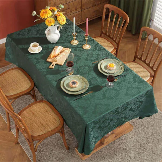 Jacquard Flower Pattern Polyester Tablecloth, Thanksgiving Table Cover