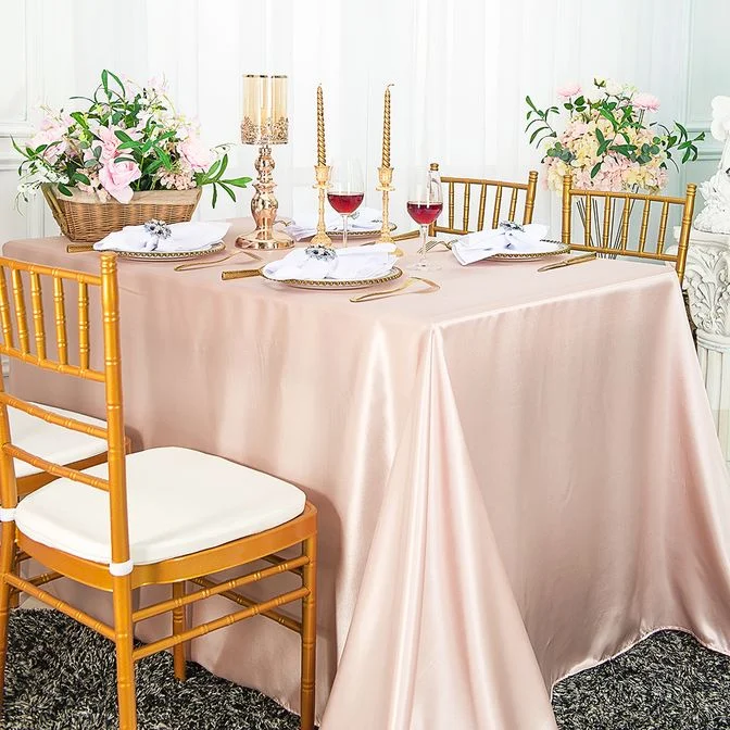 54"x108" Seamless Rectangular Satin Tablecloth/Overlay - Blush Pink/Rose Gold (1pc)