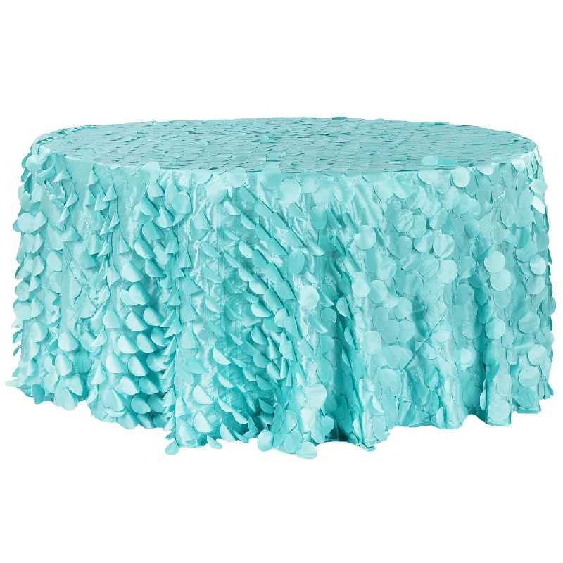 Petal Circle Taffeta 132" Round Tablecloth - Light Turquoise