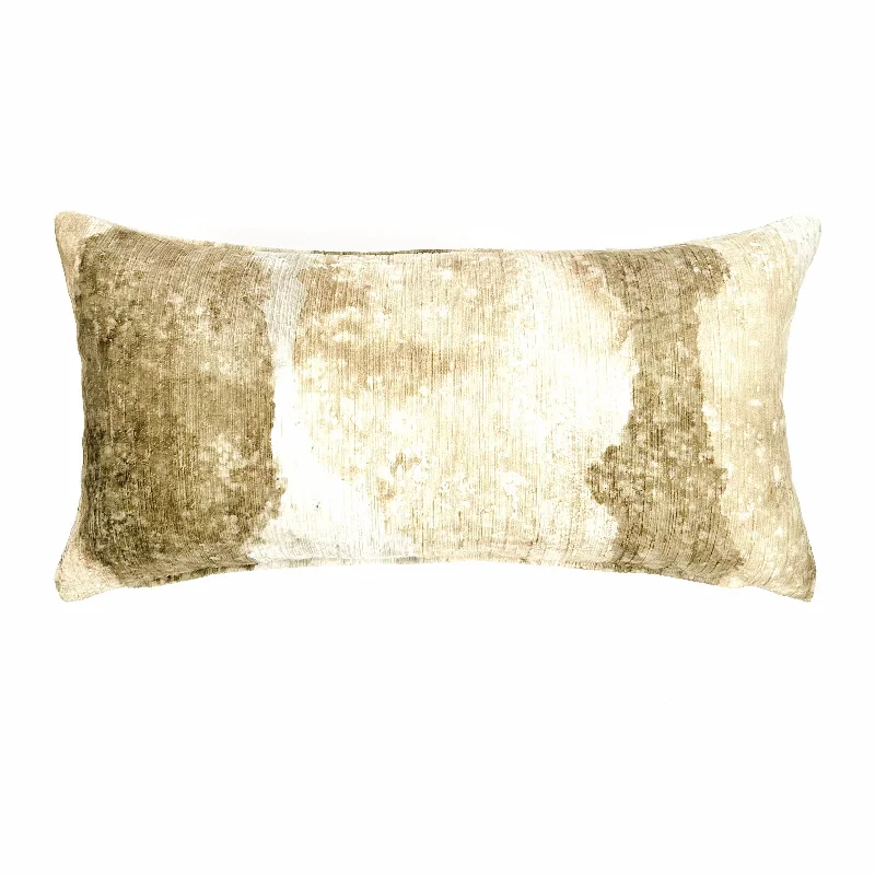 Beige Abstract Velvet Lumbar Pillow Cover 11x21