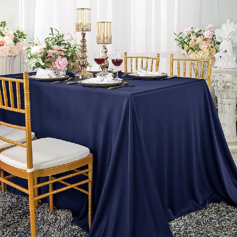 60"x120" Seamless Rectangular Scuba (Wrinkle-Free) (240 GSM) Tablecloth - Navy Blue (1pc)