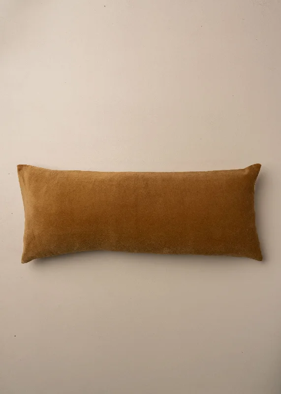 Linen/Velvet Bolster Cushion | Nutmeg