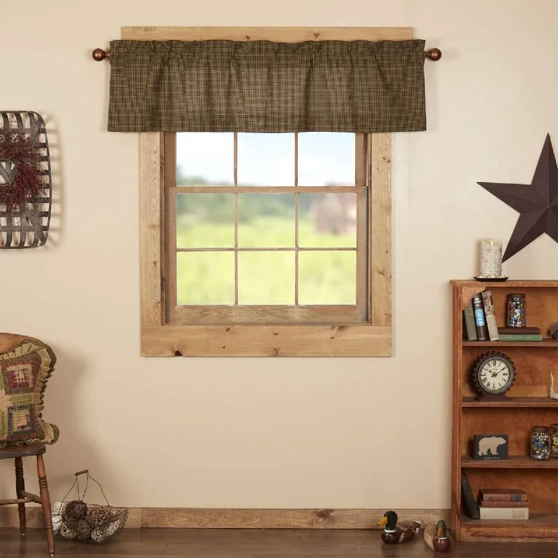 Tea Cabin Green Plaid Valance Curtain 16x60 VHC Brands